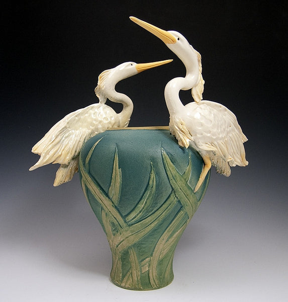 2 Herons Vase - Eclipse Gallery