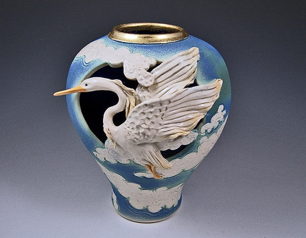 Heron in Clouds Vase - Eclipse Gallery