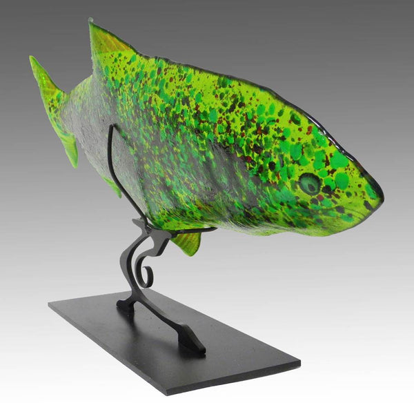 Sea Glass Trout on Metal Stand