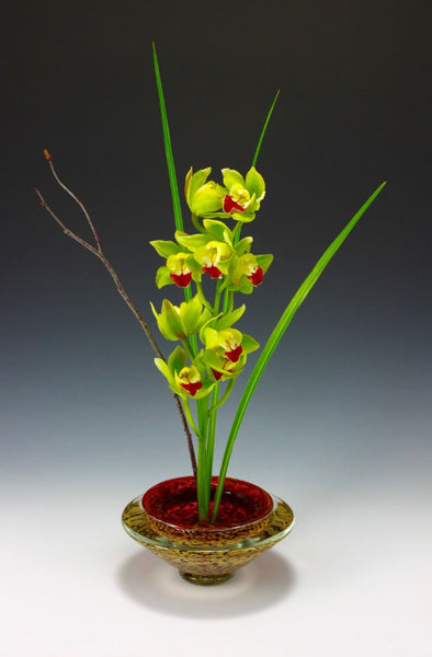 Ikebana-Vase-Transparent-Ruby-with-Flowers-Danielle-Blade-and-Stephen-Gartner-Eclipse-Gallery
