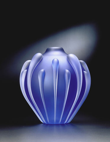 Small Seedpod Vase cobalt sandblasted Thomas Kelly Eclipse Gallery