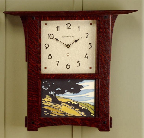 Arts and Crafts Tile Wall Clock - Eclipse Gallery