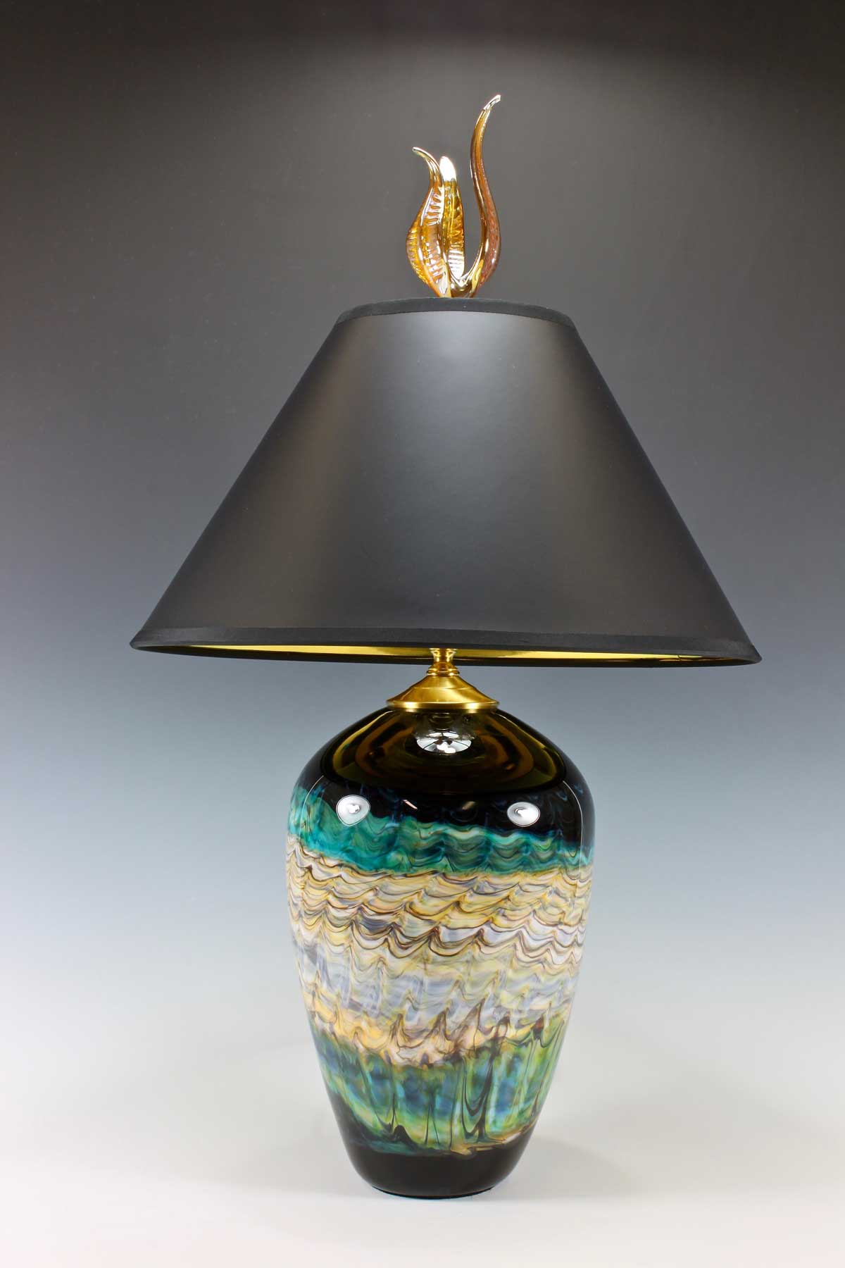 Black-Opal-Turquoise-Table-Lamp-with-Tulip-Finial-Danielle-Blade-and-Stephen-Gartner-Eclipse-Gallery