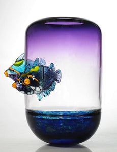 Fish Bowl in Purple with Puffer Fish - Eclipse Gallery