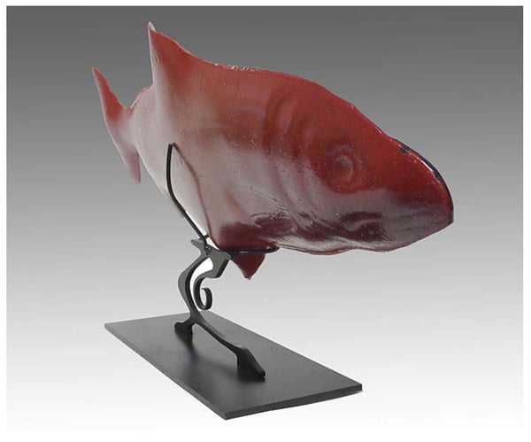 Sea Glass Ruby Moon Fish Sculpture