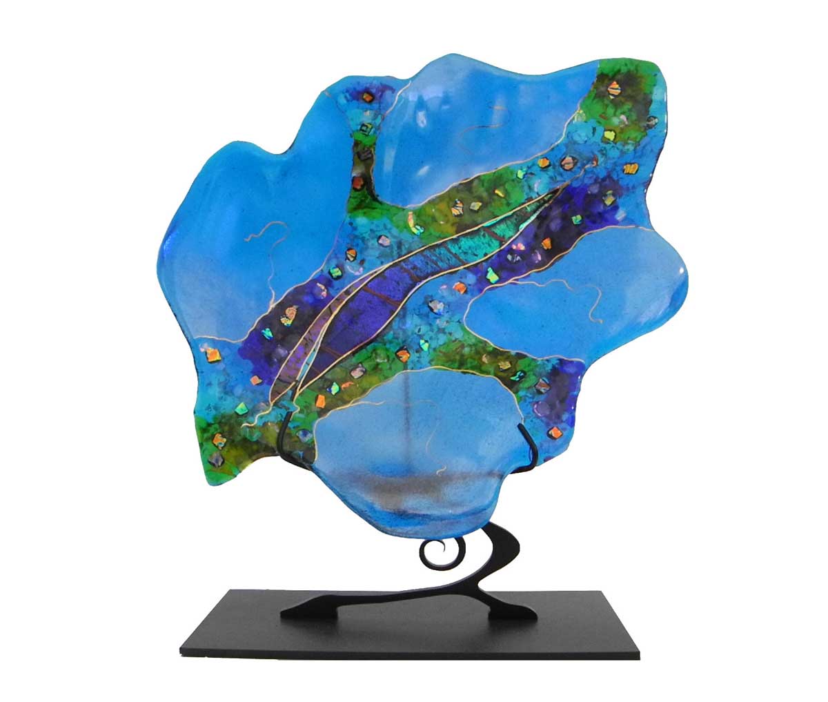 Large Turquoise Leaf on Stand - Eclipse Gallery