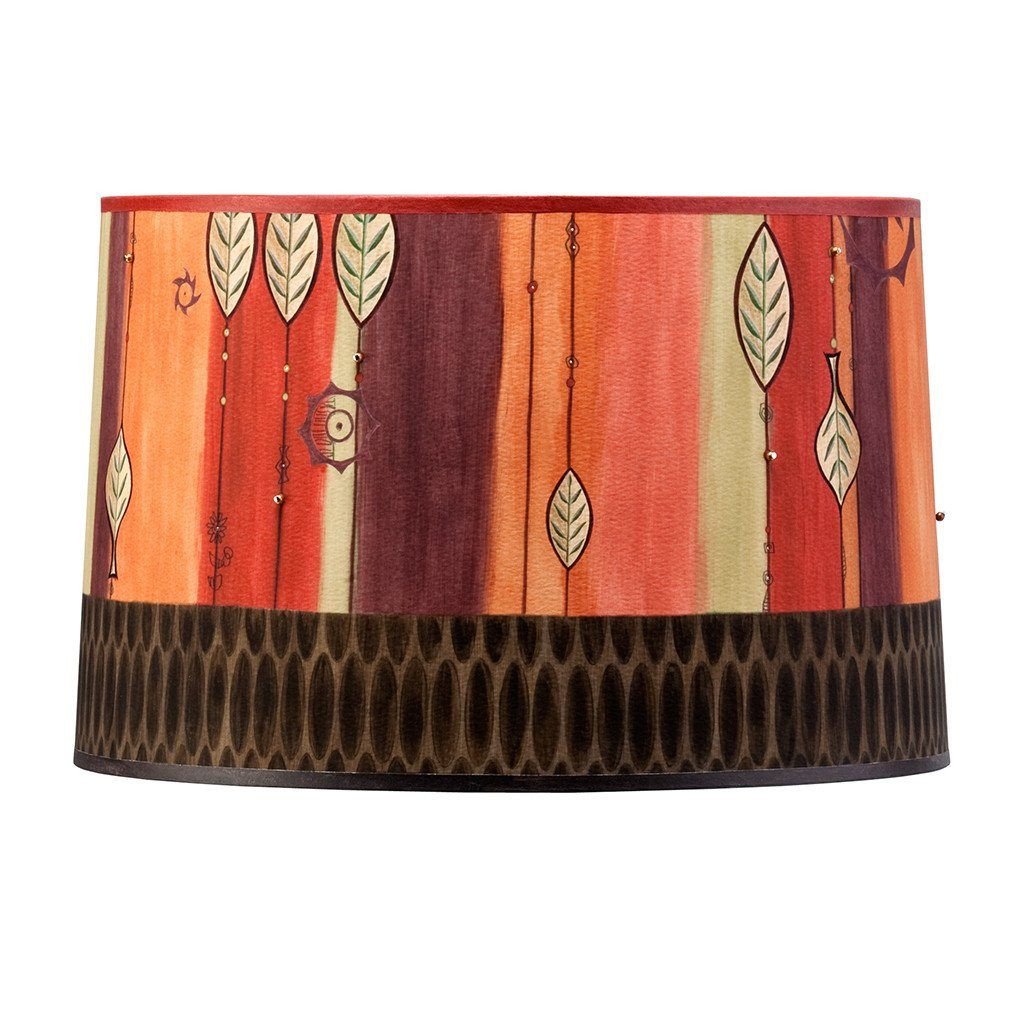 Large Drum Lamp Shade in Leaf Stripe Red