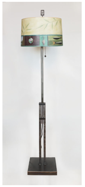 Adjustable Height Floor Lamp with Twin Fish Large Drum Shade - Eclipse Gallery