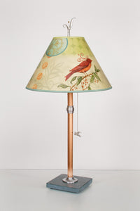 Copper Table Lamp with Conical Shade in Birdscape - Eclipse Gallery