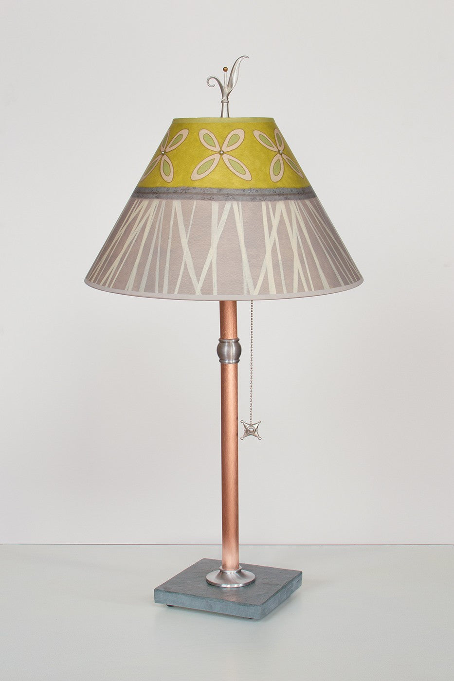 Copper Table Lamp with Conical Shade in Kiwi - Eclipse Gallery