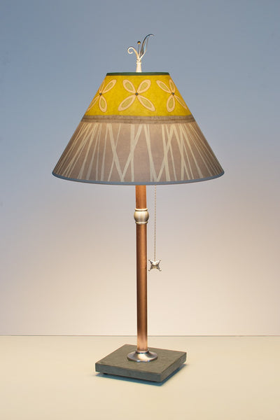 Copper Table Lamp with Conical Shade in Kiwi - Eclipse Gallery