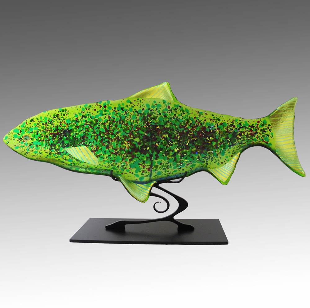Sea Glass Trout on Metal Stand