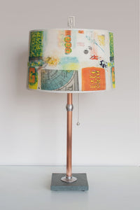 Copper Table Lamp with Large Drum Shade in Mix - Eclipse Gallery